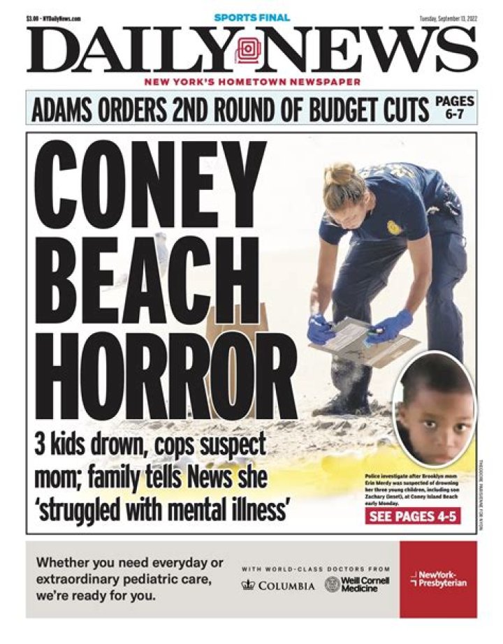 
30-year-old Mum, Erin Merdy, was charged with the murder of 3 children at Coney Island beach 