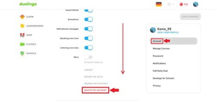 How to delete duolingo account
