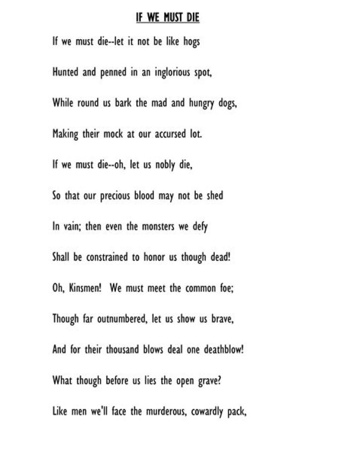 What is the meaning of the poem if we must die